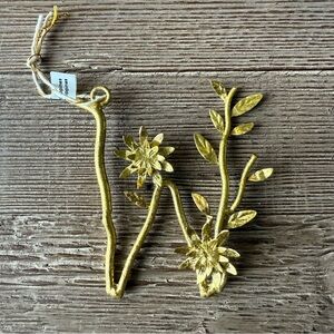 Anthropologie Gold Floral Letter W Decor